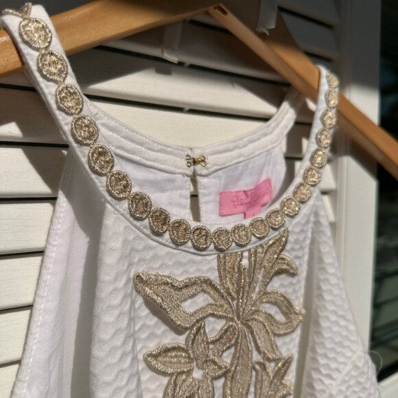 Lilly Pulitzer Parker Palm Shift Dress White Gold - Picture 2 of 7